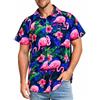 King Kameha Camicia Hawaiana Uomo a Maniche Corte con Stampa Fenicottero Colorato