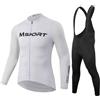 Msport Completo Ciclismo Invernale - Maglia Termica a Manica Lunga + Salopette con Fondello in Gel Antishock - Bianco M