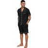 Bauzuoyo Pigiama corto da uomo, set estivo con bottoni, a maniche corte, biancheria da notte e pantaloni corti, morbido, comodo, tinta unita, da uomo, con tasche