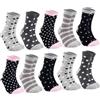 Blu Ninfee 10 paia di calzini da donna, calze in cotone, calzini lunghi a righe, calzini colorati da ragazza con strisce a pois, Serie 3, 39-42