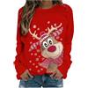 Generico Maglione Natalizio Donna Maglioni Natalizi Felpa Maglione Donna Maniche Lunghe con Stampa di Fiocchi di Neve a Collare Rotondo Renna Xmas Camicia Felpe Natale