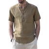 Muscle Cmdr Uomo Cotone Henley Camicie Ogni Giorno Leggero Manica Corta Spiaggia Hawaiana Spiaggia Morbida Tee Giallo L