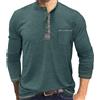 YawYews Maglietta Uomo Manica Lunga Henley T Shirt Maglia con Tasca Bottoni Casual Estive Polo Tshirt Verde XL