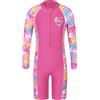 HUAANIUE Ragazze UPF 50+ UV Costumi da Bagno Rosa Cerniera Costumi a Due Pezzi Bambini Abbigliamento da Spiaggia Surf Maniche Lunghe Nuoto Costume 2-12 Anni