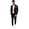 Giosal Abito Uomo in Lino Completo Giacca Pantalone Tinta Unita Elegante Monopetto (44, Nero)