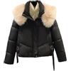 Suncadmious da Donna Caldo Ispessito con Cappuccio Parka Moda Sciolto Caldo Corto Piumino spesso Scrunchie Capelli Caldi con Cappuccio Piumino (Nero,XXL)