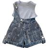 Generico Abiti e set da ragazza Completo Estivo Bambina Neonato Vestiti Coordinati Cotone Lino Maglietta Pantaloncini abbigliamento casual per Festa Taglie 6 a 14 anni