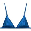 SilRiver - Reggiseno a Triangolo con Coppa Morbida, da Donna, in Raso di Seta, Bralette, Senza Ferretto, Morbido e Confortevole - Blu Turco. - L