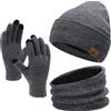 Bequemer Laden Invernali Cappello Sciarpa e Guanti Touch Screen, Berretto in Maglia Scaldacollo e Guanti con Fodera in Pile per Uomo Donna