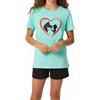 In One Clothing Pigiama corto da bambina - morbido jersey in 100% cotone - con motivo cavalli, Turchese - Love Horses, 140