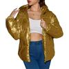 Goolecrimp Donna Inverno Caldo Lucido con Cappuccio Piumino con Tasche Leggero Trapuntato Manica Lunga Lucido Inverno Spesso Piumino (Oro,3XL)