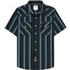 Dubinik®Camicia Uomo Manica Corta Fibra di bambù Casual Quadretti Comoda Bottoni Automatici Cowboy Western Vintage Camicia Nero Blu Righe 2XL