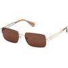 Max&Co. MO0090 Occhiali da Sole Donna, Occhiali da Sole in Metallo Leggeri ed Eleganti, Forma Lente Rettangolare, Lenti Fumo, Oro