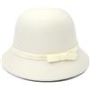 BAOKELAN Cappello da donna in feltro a cloche vintage a bombetta, bianco, Taglia unica