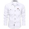 PADOLA Uomo Camicia Button Down con Tasca Camicie da Lavoro Manica Lunga con Bottoni Tops(S,Bianco)