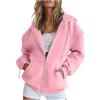 Generico Felpa Donna con Cappuccio Leggera Giacca Oversize Moda Donna Felpe Zip Manica Lunga Sportiva Hoodie Cotone Sweatshirt Casual Cardigan con Tasche e Cerniera Classico Primavera Autunno