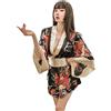 SINROYEE Costume da kimono giapponese tradizionale da donna, stile yukata, pigiama sexy - nero - L