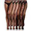 Bencailor 6 Paia Di calze a Rete da Donna a Vita Alta Collant a Rete Leggings per Halloween(Rhinestone Nero,M)