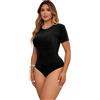 ohyeahlady Taglie Forti Body Donna Elegante Curvy Elastico Bodysuit Maniche Corte Intimo Elasticizzato Sottogiacca Aderente Camicie Tops Morbida Tuta Camicia Maglietta Body Perizoma