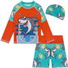 MASOCIO Costume Bagno Bambino Anti UV 3 Pezzi Maglietta Termica Nuoto Manica Lunga Pantaloncini Cappellino Bimbo Ragazzo Neonato Maglia Mare Piscina Asciugatura Rapida 5-6 Anni Multicolore 1