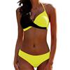 JFAN Donna Costume da Bagno Push Up Imbottito Reggiseno Bikini Donna Due Pezzi Swimwear Abiti da Spiaggia(Giallo & Nero,S)