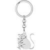 LONYOO Carino in Acciaio Inox Gatto Portachiavi Regali Donna Ragazze Gatto Portachiavi Borsa Auto Chiave Charms
