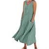 aokavise Abito Camicia - Vestito Donna Lungo a Righe, Abito Smanicato in Cotone Lino con Tasche, Scollo Rotondo, Linea Ampia Casual Estiva, Prendisole Maxi Mare Vacanza