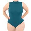 LEELA LAB Body Collo Alto Donna Taglie Forti, senza Maniche, Dolcevita in Morbida Microfibra, Realizzato con Tecnologia Seamless Senza Cuciture - Made in Italy (Petrol green, XXL)