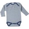 Cosilana, Body a maniche lunghe, 70% lana, 30% seta, Blu scuro a righe., 50/56 cm