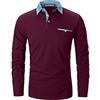 LIUPMWE Manica Lunga da Uomo Puro Cotone Elegante Top Cuciture Classiche Maglietta Commerciale Camicia
