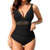 CMTOP Costume da Bagno Intero da Donna, Costumi Intero Collo a V Profondo con Spalline Regolabili con Beachwear Swimwear