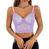 Segreto - Top da donna con paillettes glitterate, senza maniche, con spalline sottili, sexy, crop top, per festival, party, club, camisole, L