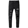 FULUJIDI Jeans Pantaloni Jeans Strappati con Strass E Strass da Uomo Aderente alla Moda in Denim Elasticizzato 36 Nero