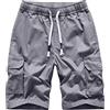 MakingDa Cotone Pantaloni Cargo Uomo Estivi Coulisse Vita Elasticizzata Tasca Utility Slim Corsa Marcia Trekking Campeggio Bermuda Leggero Classico Sportivo Vacanza Spiaggia Short Grigio Argento XXL
