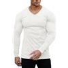 Muscle Cmdr Maglietta Termica a Maniche Lunghe con Scollo a V,vestibilità Slim da Uomo,Casual, a Coste,Leggera e Intima Bianco S