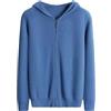 ERFMFKL - Maglione da uomo con zip intera, lavorato a maglia, con cappuccio, aderente, a maniche lunghe, casual, Blu denim, XXL