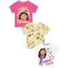 DREAMWORKS GABBY'S DOLLHOUSE Gabby's Dollhouse Confezione da 3 Tshirt Bambino, T Shirt Ragazza a Maniche Corte, Magliette Bambina Gabby e Gatti 7-8 Anni