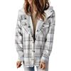 Generic Hivebabe - Camicia da donna foderata in pile di flanella, a maniche lunghe, con bottoni, con cappuccio, cappotto caldo, bianco, L