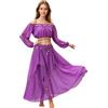 Baisdan Costume da donna per danza del ventre, top corto con gonna in chiffon per danza del ventre, abiti per carnevale