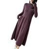 Ownwfeat Abito da donna in lana di cashmere a maniche lunghe in maglia morbida mezza dolcevita abito lungo