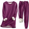 Generisch Pigiama da donna lungo e spesso, in pile, 2 pezzi, a maniche corte, girocollo, top e pantaloni elasticizzati, leggeri, casual, slim fit, biancheria da notte, O vino, XL