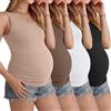 Ficerd Set da 4 Canotte Premaman Donna Senza Maniche con Arricciatura Laterale Girocollo Casual Estive Basic