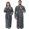 Gräfenstayn accappatoio uomo e donna microfibia - collo a scialle - unisex - lungo - pile comodo - OEKO TEX Standard 100 - taglia (Grigio, XXXL)