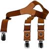 bugatti - Bretelle da 25 mm in tinta unita in pelle con clip, misura 120, cognac, 120 cm