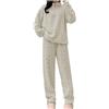Generic Womens Fuzzy Pajama Sets Warm Cozy Winter Sets Fleece Set Loose Comfy Ladies Plush Sleepwear 𝐏igiama Nero Donna (White, One Size)