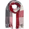 styleBREAKER Sciarpa unisex in morbido plaid con frange lunghe, plaid, invernale, stola 01017110, colore:Bordeaux-Pink-Grigio
