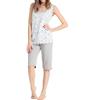 Notti Magiche Pigiama Donna Estivo Spalla Larga e Pinocchietto, Completo Classico Donna Manica Giro con Pantalone 3/4, Puro Cotone Leggero, Made in Italy (L, Grigio)