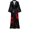 EORUBE Kimono Lungo Accappatoio Donne Cover Up Stampa Floreale Raso Indumenti Da Notte Accappatoio di Seta Addio al Nubilato Accappatoio