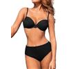 JFAN Costume da Bagno Donna Due Pezzi Bikini Push Up Scollo a V Costumi da Mare Donna Bikinis con Armatura