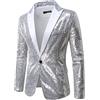 Duohropke Giacca glitterata da uomo con brillantini, sportiva, per feste, con paillettes, slim fit, performance, costume da blazer smoking